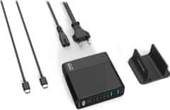 CubeNest CubeNest S5D0 GaN Adaptér 140W (3× USB-C až 140 W, 2× USB-A až 60 W), PD 3.1, přepěťová a podpěťová ochrana, displej