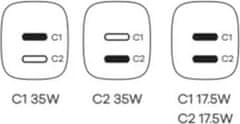 CubeNest CubeNest S2D1 GaN Adaptér 35W bílá (2× USB-C až 35 W), PD, přepěťová a podpěťová ochrana, s technologií GaN, pro iPhone
