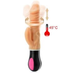 XSARA Nahřívané dildo, rotačně-posuvný vibrátor se stimulátorem klitorisu - 70484027