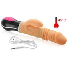 XSARA Nahřívané dildo, rotačně-posuvný vibrátor se stimulátorem klitorisu - 70484027