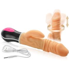 XSARA Nahřívané dildo, rotačně-posuvný vibrátor se stimulátorem klitorisu - 70484027