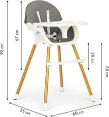 EcoToys Jedálenská stolička 2v1 Sivá