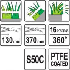 YATO Nožnice na trávu 370 mm 16 pozícií (360 °)