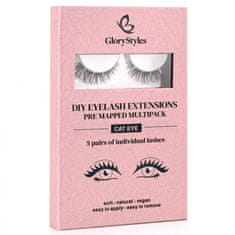 GloryStyles GloryStyles Sada 5 párov segmentovaných mihalníc - CAT EYE