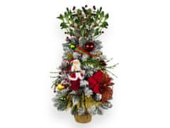 LAALU Zdobený umelý vianočný stromček SANTA 60 cm s LED OSVETLENÍM V KVETE