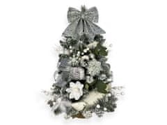 LAALU Zdobený umelý vianočný stromček WHITE MELODY 60 cm s LED OSVETLENÍM V KVETE