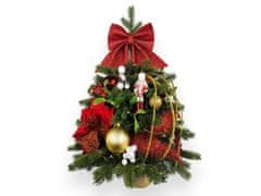 LAALU Zdobený umelý vianočný stromček Red Nutcracker II 60 cm s LED OSVETLENÍM V KVETE