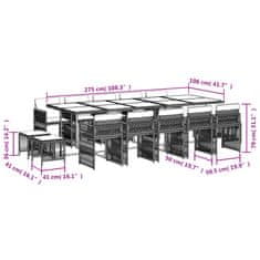 Petromila vidaXL 15-dielna záhr. jedálenská súprava s vankúšmi čierna polyratan