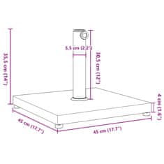 Vidaxl Stojan na slnečník pre Ø32/38/48 mm tyče 18 kg štvorec