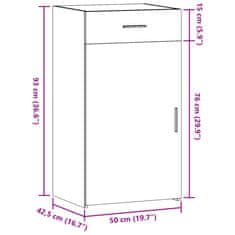 Petromila vidaXL Komoda sivý dub sonoma 50x42,5x93 cm kompozitné drevo