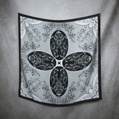 VegaLM Hodvábna šatka ORNAMENT - SIVÝ, 90 x 90cm, Made in SLOVAKIA