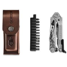 GERBER G1417 Center Drive Plus multifunkčný nástroj - kliešte, nerez, hnedé kožené puzdro, bity