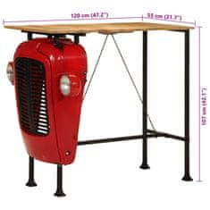 Petromila vidaXL Barový stôl s traktorom červený a hnedý 55x120x107 cm mangovník