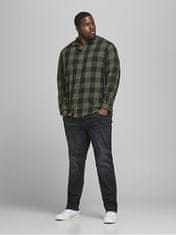 Jack&Jones Plus Pánska košeľa JJEGINGHAM Loose Fit 12183107 Dusty Olive (Veľkosť 4XL)