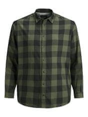 Jack&Jones Plus Pánska košeľa JJEGINGHAM Loose Fit 12183107 Dusty Olive (Veľkosť 4XL)