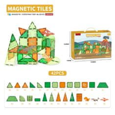 Magnetic Tiles Magnetická stavebnica Dinosaur sada 42ks - Magnetic Tiles