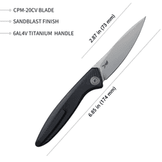 KUBEY KB2103B Pike vreckový nôž 7,3 cm, čierna, titán