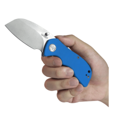 KUBEY KU180C Karaji vreckový nôž 6,5 cm, Bead Blasted, modrá, G10 