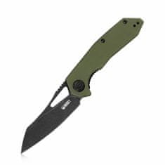 KUBEY KU291E New Vagrant Tan vreckový nôž 8 cm, zelená Tan, G10