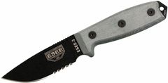 ESEE ESEE-3S-B Serrated univerzálny nôž 9,8 cm, čierna, šedá, pripínacie plastové puzdro čierne