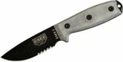 ESEE ESEE-3SM Serrated univerzálny nôž 9,8 cm, čierna, šedá, pripínacie plastové puzdro Coyote Brown