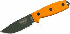 ESEE ESEE-3S-MB-OD Serrated univerzálny nôž 9,8cm, zelená oranžová, G10 pripínacie plastové puzdro čierna