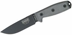ESEE ESEE-4P-MB univerzálny nôž 11,4 cm, čierna, šedá, Micarta, pripínacie hnedé plastové puzdro MOLLE