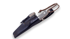 Joker CV120-P BUSHCRAFTER outdoorový nôž 10,5 cm, šedá, Micarta, kožené puzdro, kresadlo, paracord