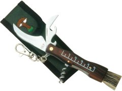 Joker JKR0090 hubársky nôž 5,5 cm, 2 čepele, otvárač na konzervy, vývrtka, kefka, nylonové puzdro
