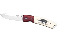 Joker JKR0368 vreckový lovecký nôž 7,5 cm, drevo, plast, motív diviaka