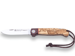 Joker NO129 CANGURO vreckový lovecký nôž 8,5 cm, olivové a ružové drevo, šnúrka