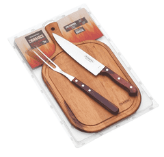 Tramontina 21198/714 Polywood BBQ set/3ks, nôž 20cm, vidlica 32cm, doska 40x23cm červená