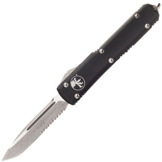 Microtech 121-11 Ultratech Partial Serrated automatický nôž 8,6 cm, Stonewash, čierna, hliník