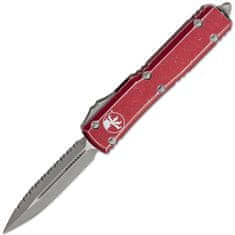 Microtech 122-12DMR Ultratech Merlot Full Serrated automatický nôž 8,8cm, Stonewash, červená, hliník