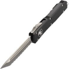 Microtech 123-12 Ultratech Black Full Serrated automatický nôž 8,8 cm, Stonewash, čierna, hliník