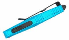 Microtech 238-3TQ MINI TROODON Black Serrated Turquoise automatický nôž 5 cm, čierna, tyrkys, hliník