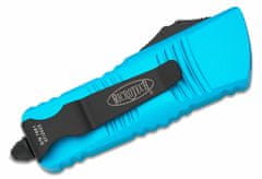 Microtech 238-3TQ MINI TROODON Black Serrated Turquoise automatický nôž 5 cm, čierna, tyrkys, hliník