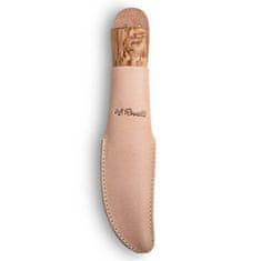 Roselli R100 Hunting Knife Carbon lovecký nôž 10 cm, drevo brezy, kožené puzdro