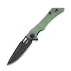 KUBEY KB245G Raven Jade vreckový nôž 9 cm, čierna Dark Stonewash, nefritová, G10