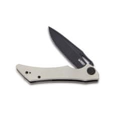 KUBEY KB245F Raven Ivory vreckový nôž 9 cm, čierna Dark Stonewash, smotanovo-biela, G10