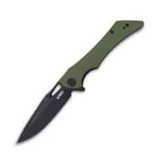 KUBEY KB245I Raven Green vreckový nôž 9 cm, čierna, zelená, G10, spona