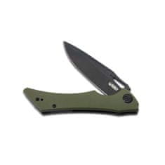 KUBEY KB245I Raven Green vreckový nôž 9 cm, čierna, zelená, G10, spona