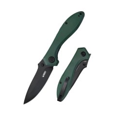 KUBEY KU314L Ruckus Green Black vreckový nôž 8,4 cm, čierna, tmavozelená, G10, spona