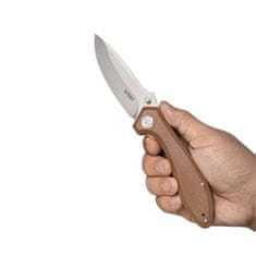 KUBEY KU314M Ruckus Tan vreckový nôž 8,4 cm, hnedá, Micarta, spona