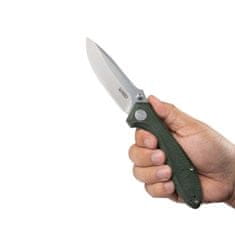 KUBEY KU314N Ruckus Green vreckový nôž 8,4 cm, tmavozelená, Micarta