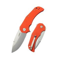 KUBEY KU319B Bravo One Drop Point vreckový outdoorový nôž 8,6 cm, oranžová, G10