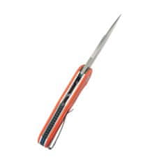 KUBEY KU319B Bravo One Drop Point vreckový outdoorový nôž 8,6 cm, oranžová, G10