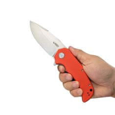 KUBEY KU319B Bravo One Drop Point vreckový outdoorový nôž 8,6 cm, oranžová, G10