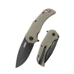 KUBEY KU319D Bravo One Drop Point vreckový outdoorový nôž 8,6 cm, Blackwash, hnedá Tan, G10