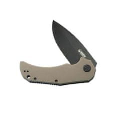 KUBEY KU319D Bravo One Drop Point vreckový outdoorový nôž 8,6 cm, Blackwash, hnedá Tan, G10